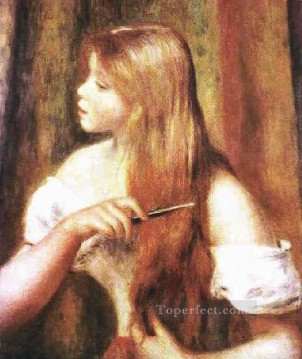 Pierre Auguste Renoir Painting - young girl combing her hair Pierre Auguste Renoir